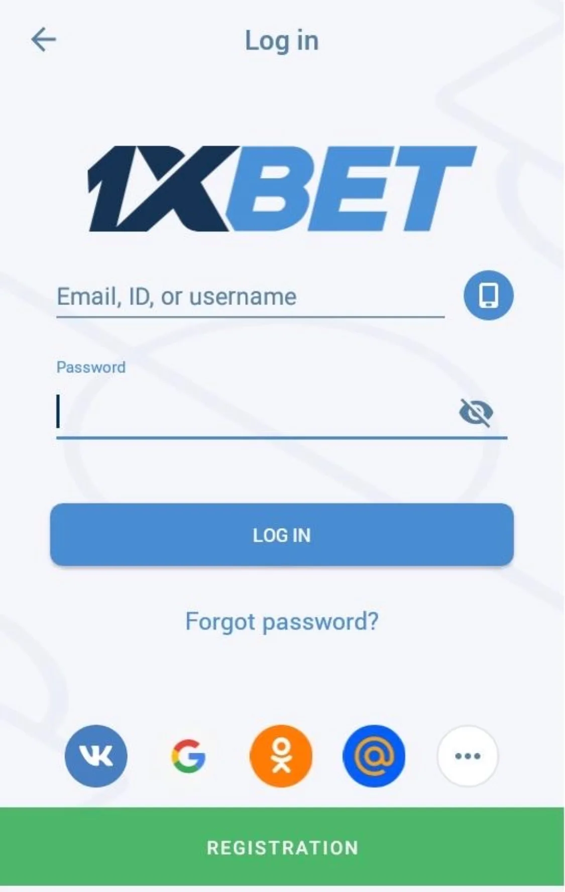 Registering and logging in on mobile